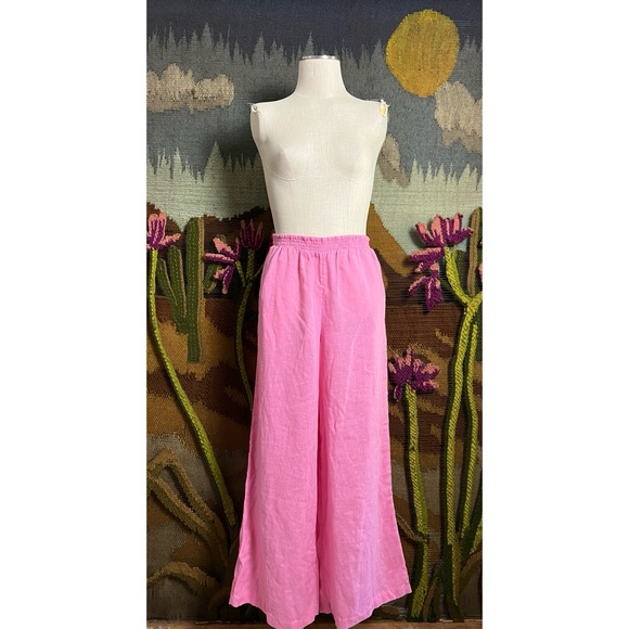 Anthropologie Smocked Linen Pants M - Picture 2 of 12